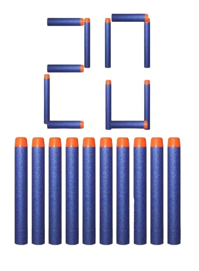 CLAPONE Hollow Out Soft Foam Refill Darts for N-Strike Elite Series Blasters Soft Foam Refill Darts for Nerf N-Strike Elite Blasters Hollow Safe & Durable Darts Premium Bullets (Blue, Pack of 20) - Image 1